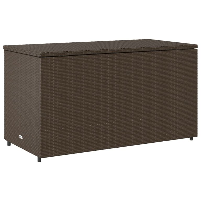 barna polyrattan kerti tárolószekrény 110 x 55 x 60,5 cm