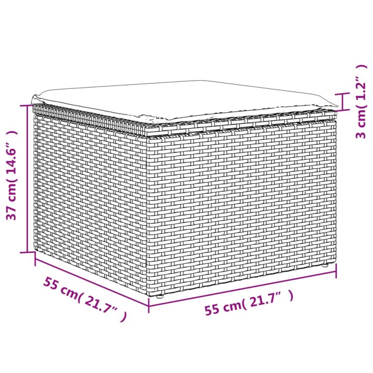 bézs polyrattan kerti szék párnával 55 x 55 x 37 cm