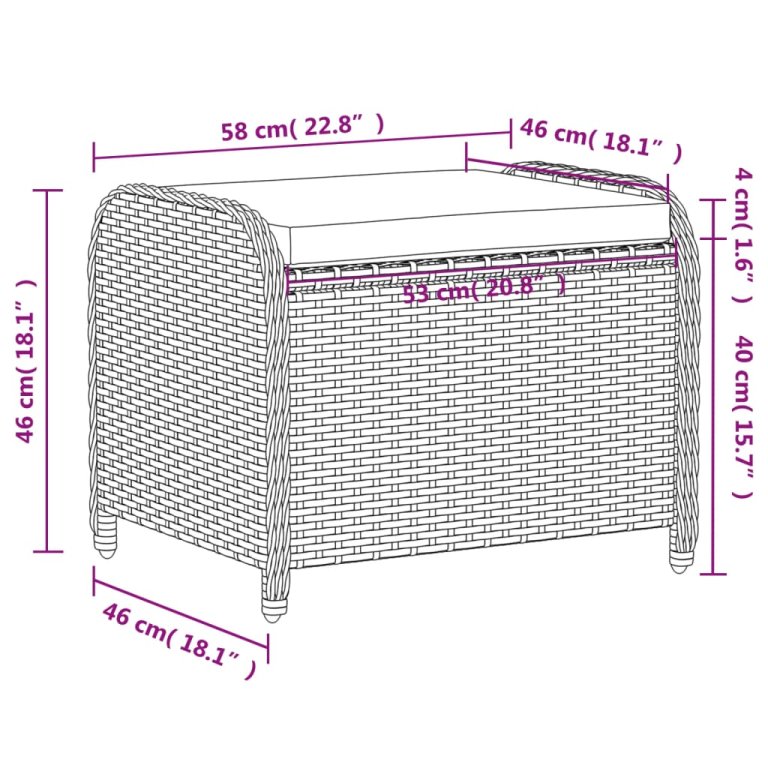 szürke polyrattan kerti szék párnával 58 x 46 x 46 cm