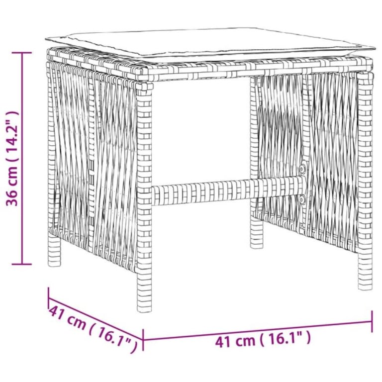 4 db barna polyrattan kerti szék párnával 41 x 41 x 36 cm