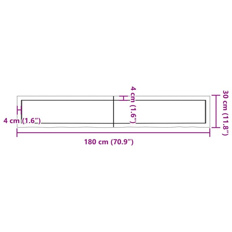 kezeletlen tömör tölgyfa asztallap 180x40x(2-6) cm