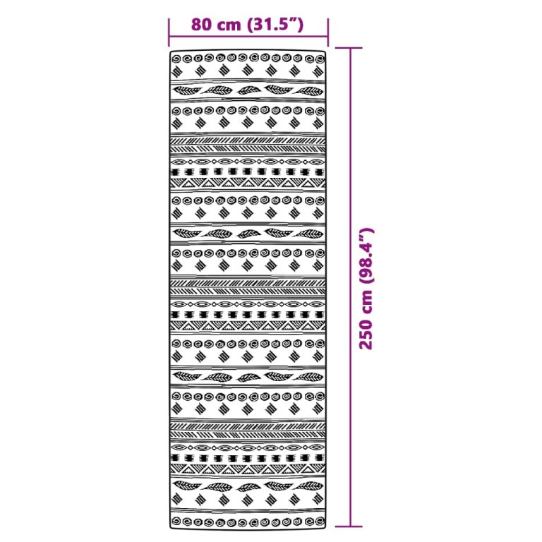 fekete polipropilén kültéri szőnyeg 80 x 250 cm