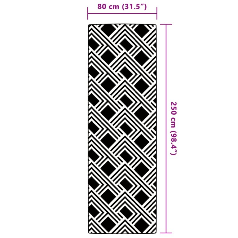 fekete polipropilén kültéri szőnyeg 80 x 250 cm