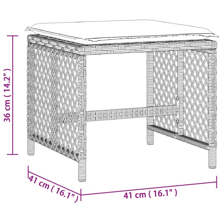 4db világosszürke polyrattan kerti szék párnával 41 x 41 x 36cm