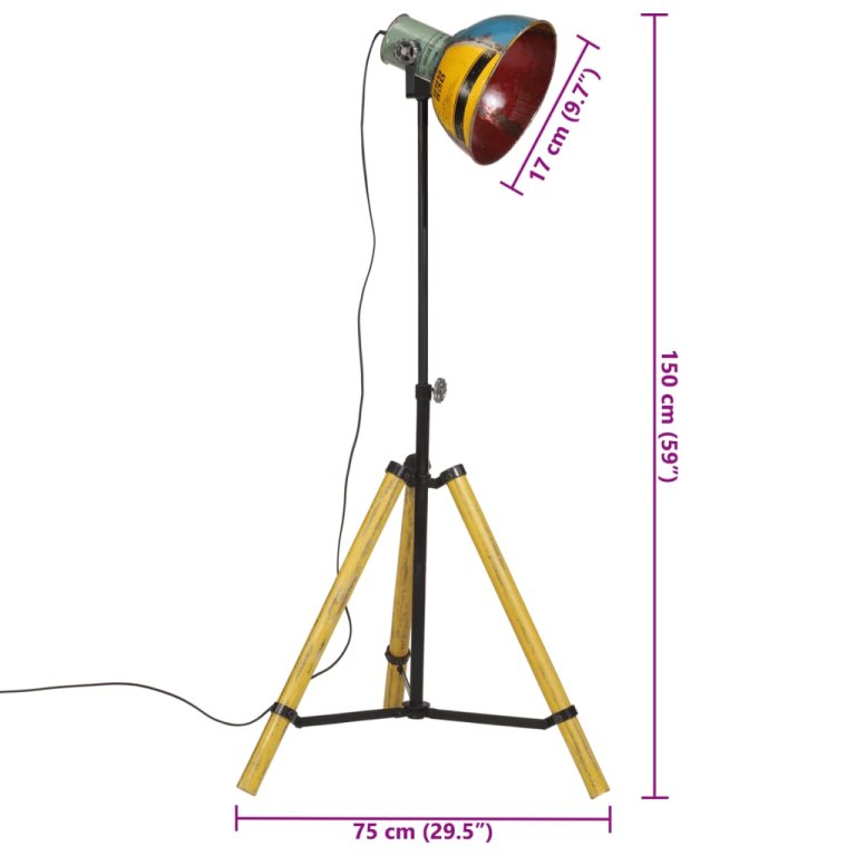 többszínű állólámpa 25 W 75x75x90-150 cm E27