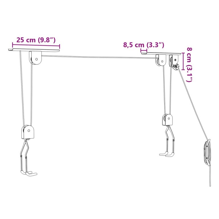 2 db mennyezetre rögzíthető kerékpáremelő 20 kg