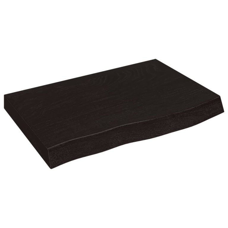 sötétbarna kezelt tömör tölgyfa asztallap 60x40x(2-6) cm