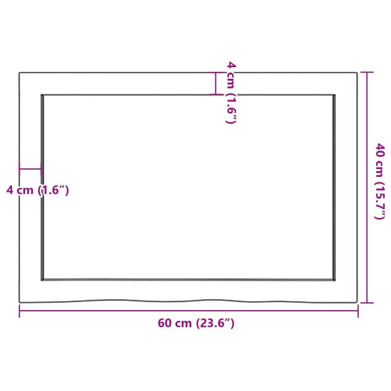 sötétbarna kezelt tömör tölgyfa asztallap 60x40x(2-6) cm