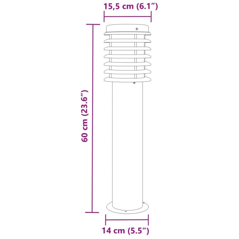 ezüstszínű rozsdamentes acél kültéri állólámpa 60 cm