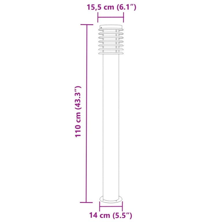 3 db ezüstszínű rozsdamentes acél kültéri állólámpa 110 cm