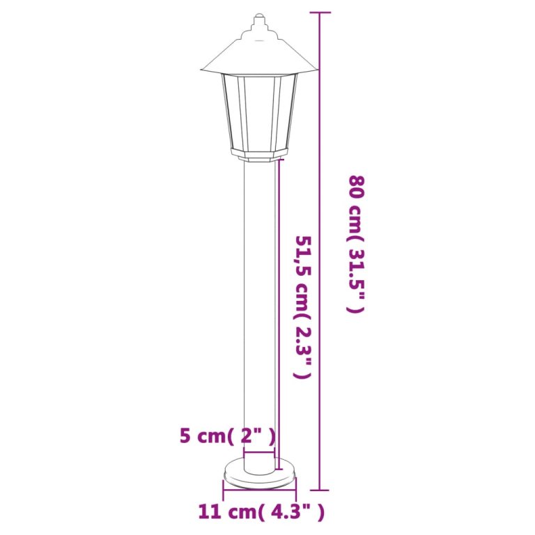 ezüstszínű rozsdamentes acél kültéri állólámpa 80 cm