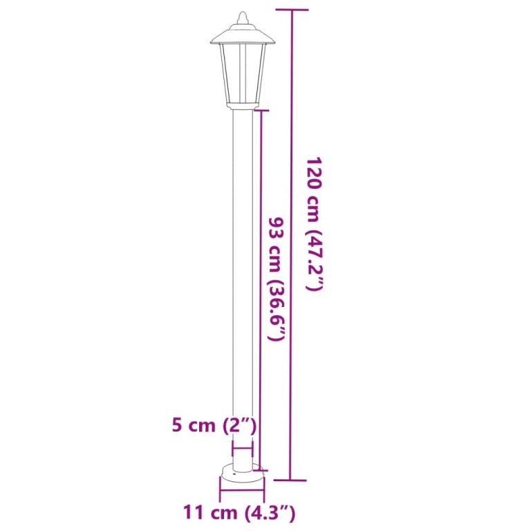 3 db fekete rozsdamentes acél kültéri állólámpa 120 cm