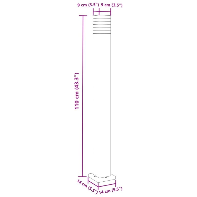 fekete alumínium kültéri állólámpa 110 cm