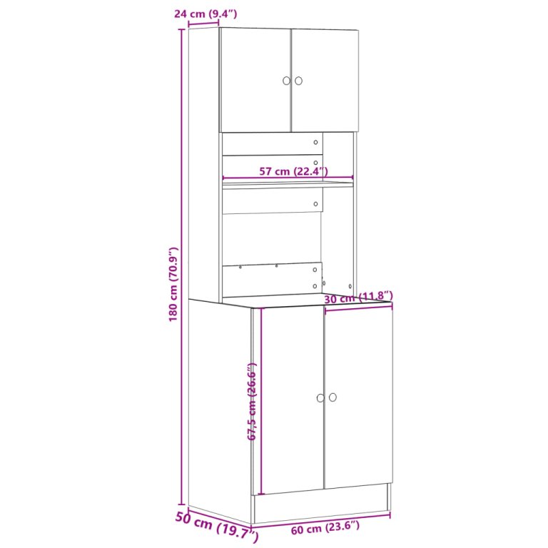 betonszürke szerelt fa konyhaszekrény 60 x 50 x 180 cm