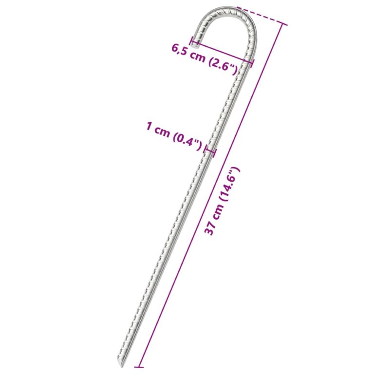 12 db horganyzott acél sátorszeg 37 cm Ø10 mm