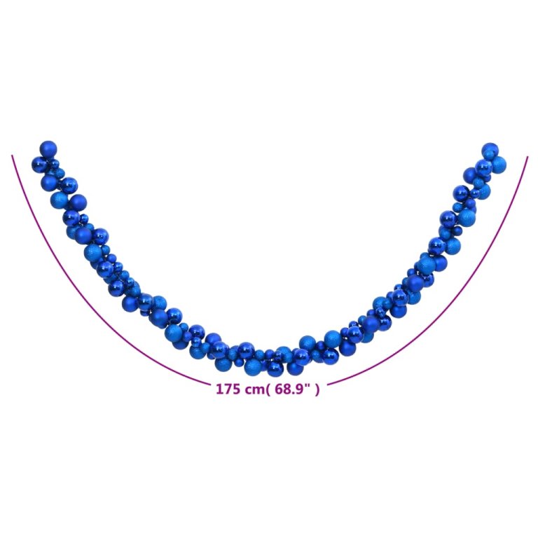 kék polisztirol karácsonyfagömb-füzér 175 cm
