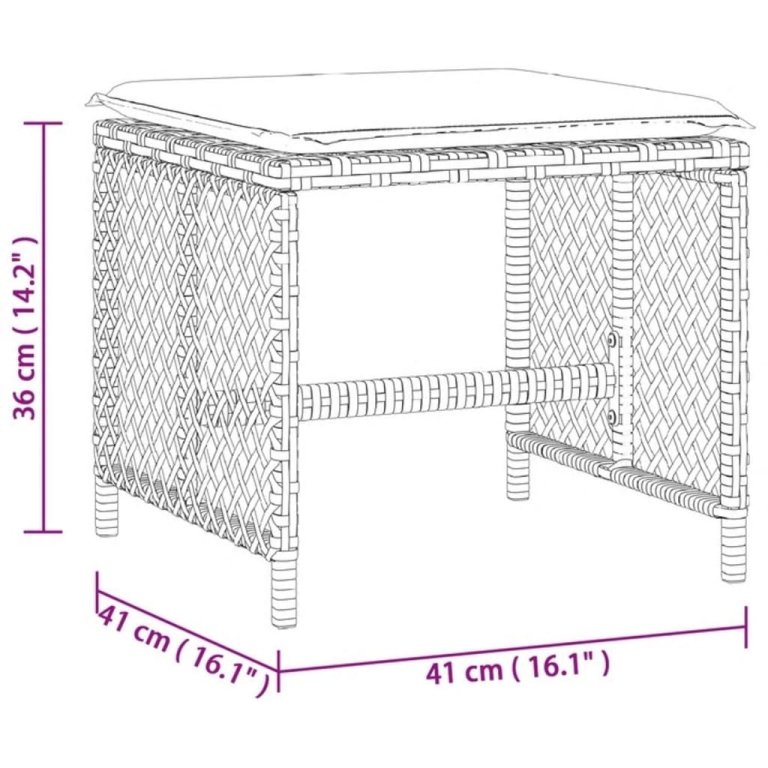 4 db szürke polyrattan kerti szék párnával 41 x 41 x 36 cm