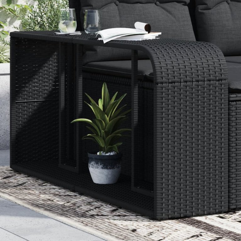 2 db fekete polyrattan tárolópolc