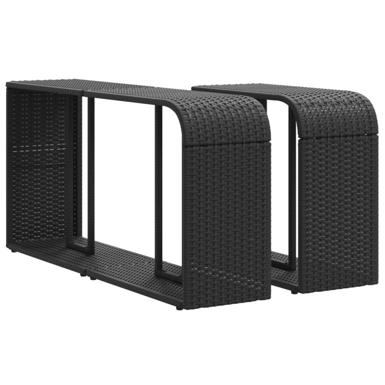 2 db fekete polyrattan tárolópolc