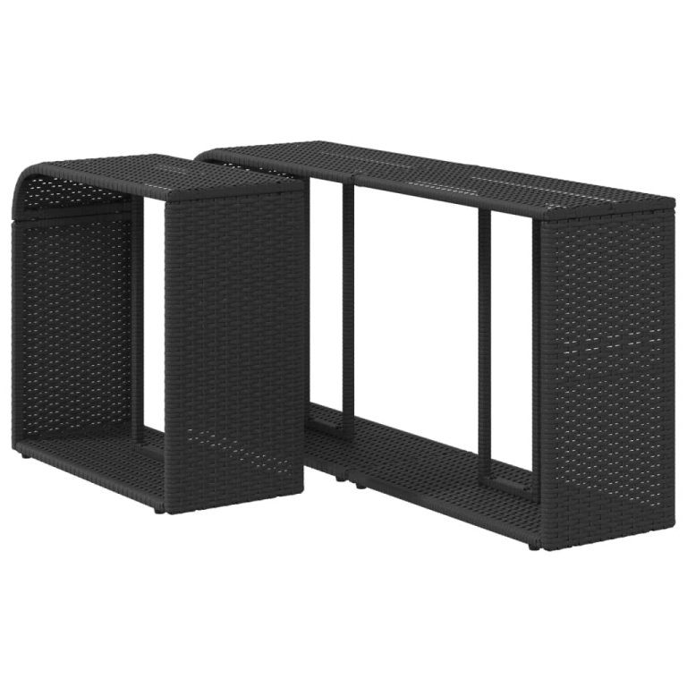 2 db fekete polyrattan tárolópolc