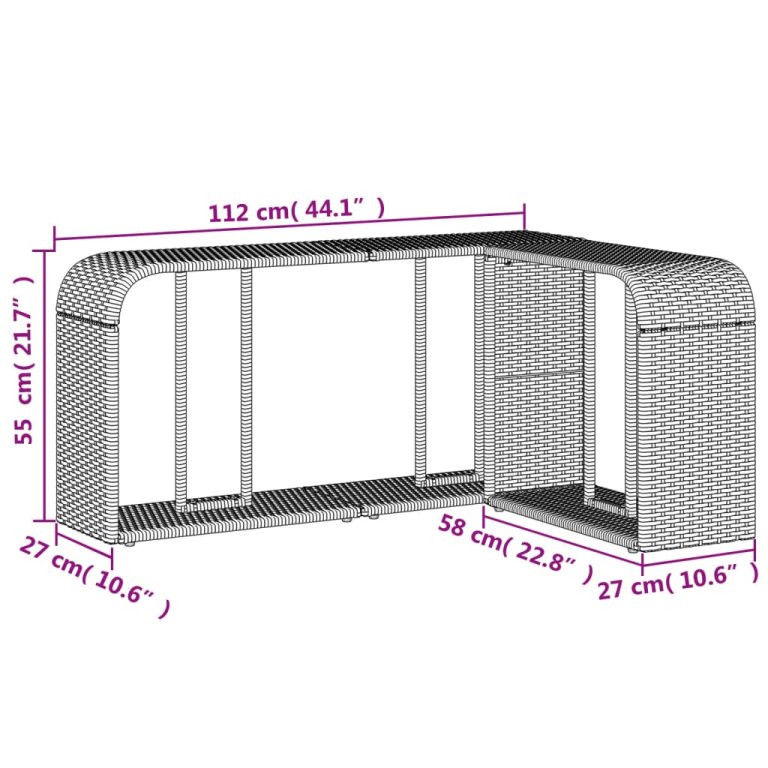 2 db fekete polyrattan tárolópolc