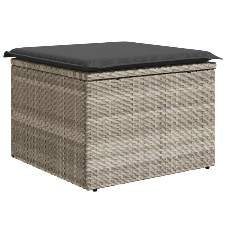 világosszürke polyrattan kerti szék párnával 55 x 55 x 37 cm