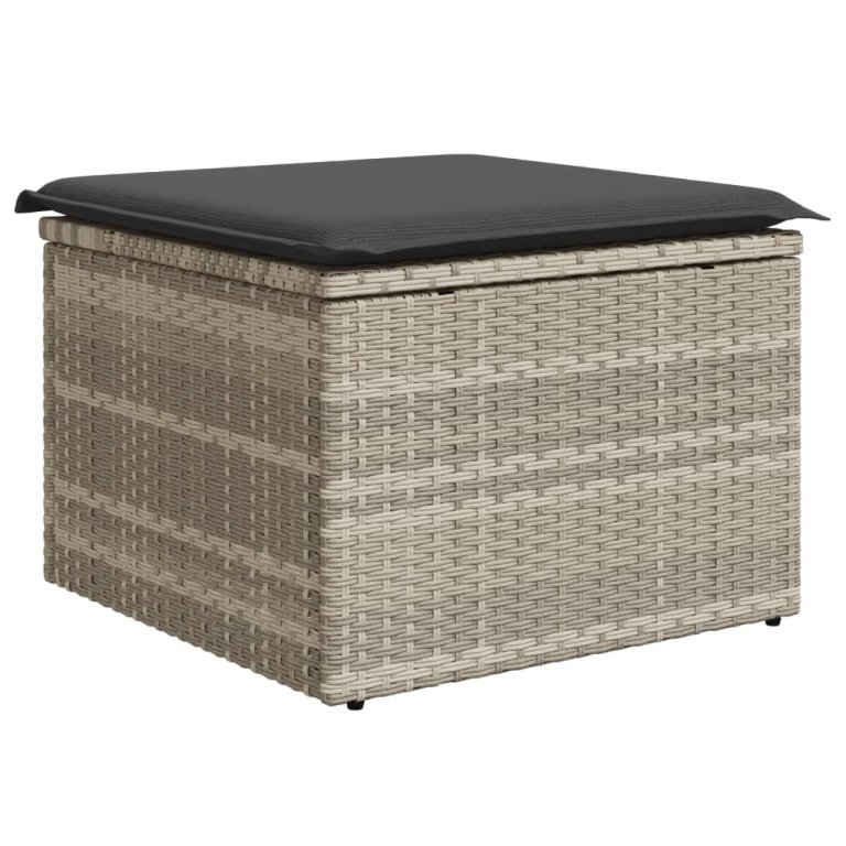 világosszürke polyrattan kerti szék párnával 55 x 55 x 37 cm