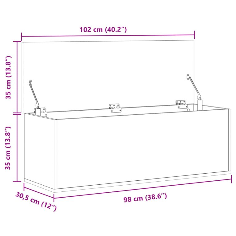 fekete szerelt fa tárolóláda 102 x 35 x 35 cm