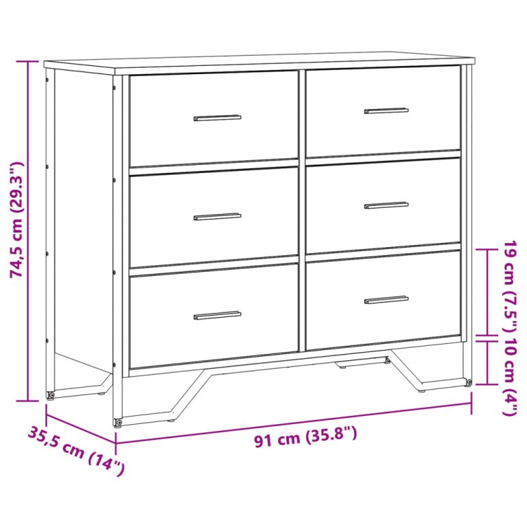 fekete szerelt fa komód 91 x 35,5 x 74,5 cm