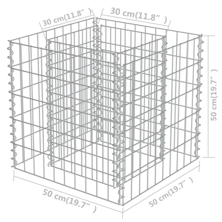 horganyzott acél gabion magaságyás 50 x 50 x 50 cm