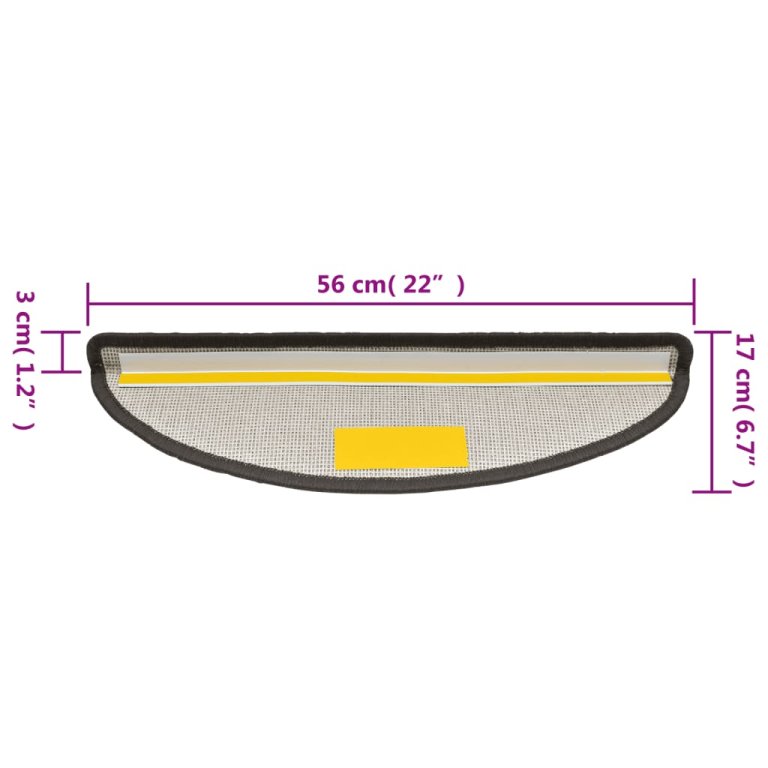 15 darab sötétszürke lépcsőszőnyeg 56 x 17 x 3 cm