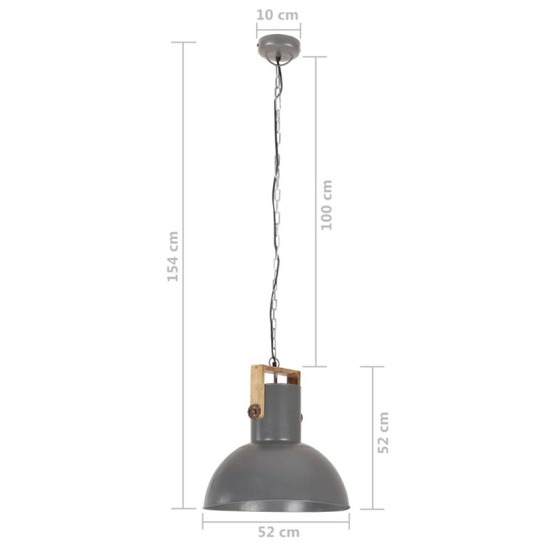 kerek szürke ipari mangófa függőlámpa 25 W 52 cm E27