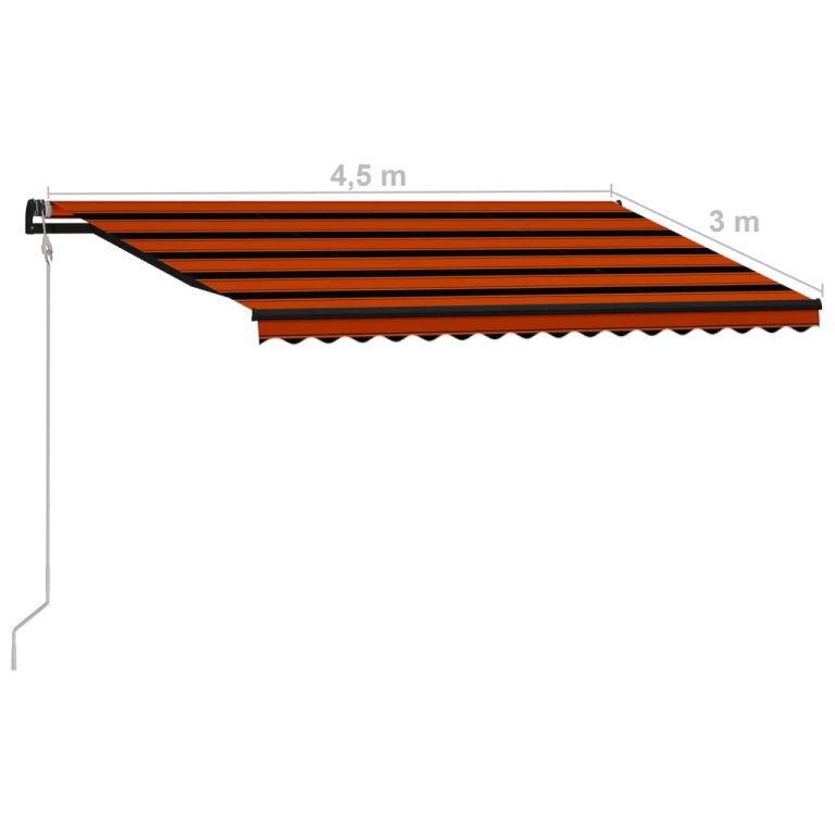 narancssárga-barna szélérzékelős és LED-es napellenző 450x300cm