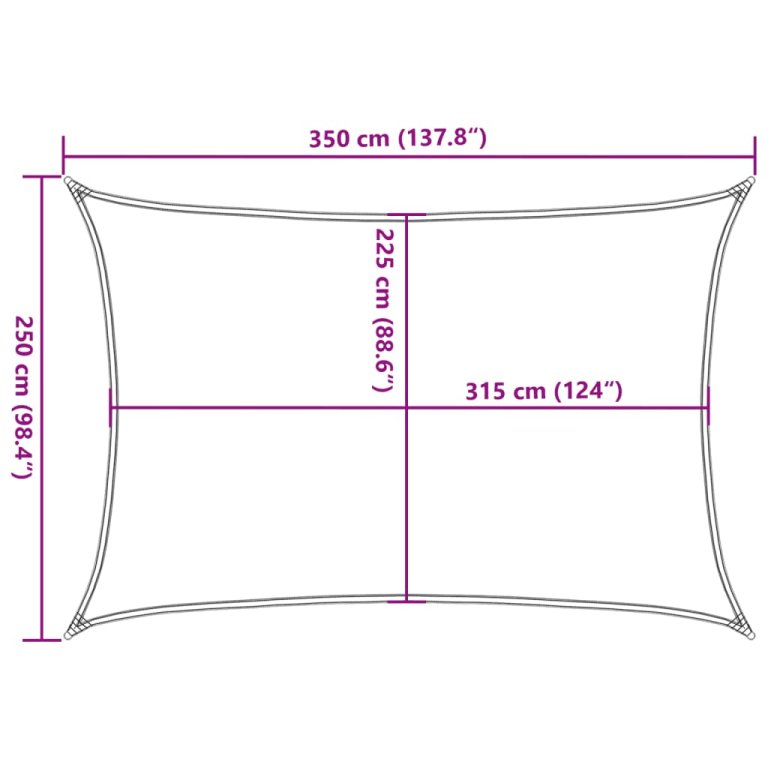 antracitszürke HDPE napvitorla 160 g/m² 2,5 x 3,5 m