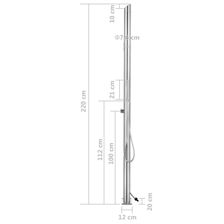 rozsdamentes acél kerti zuhany 220 cm