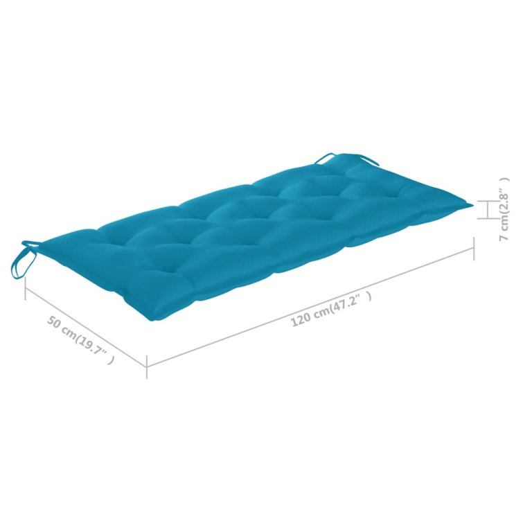 2 személyes tömör eukaliptuszfa kerti pad párnával 120 cm