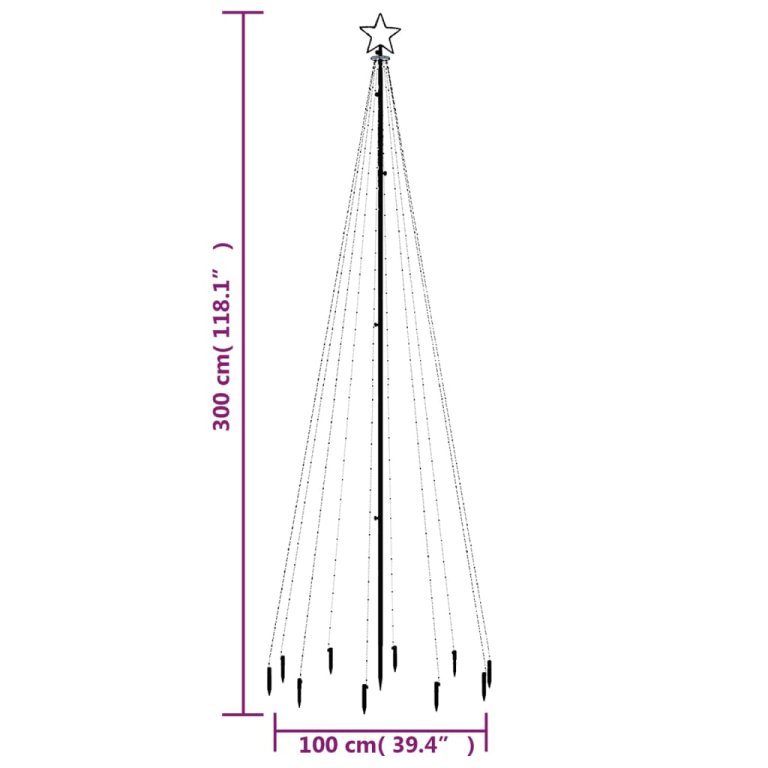 színes fényű karácsonyfa tüskével 310 LED-del 300 cm