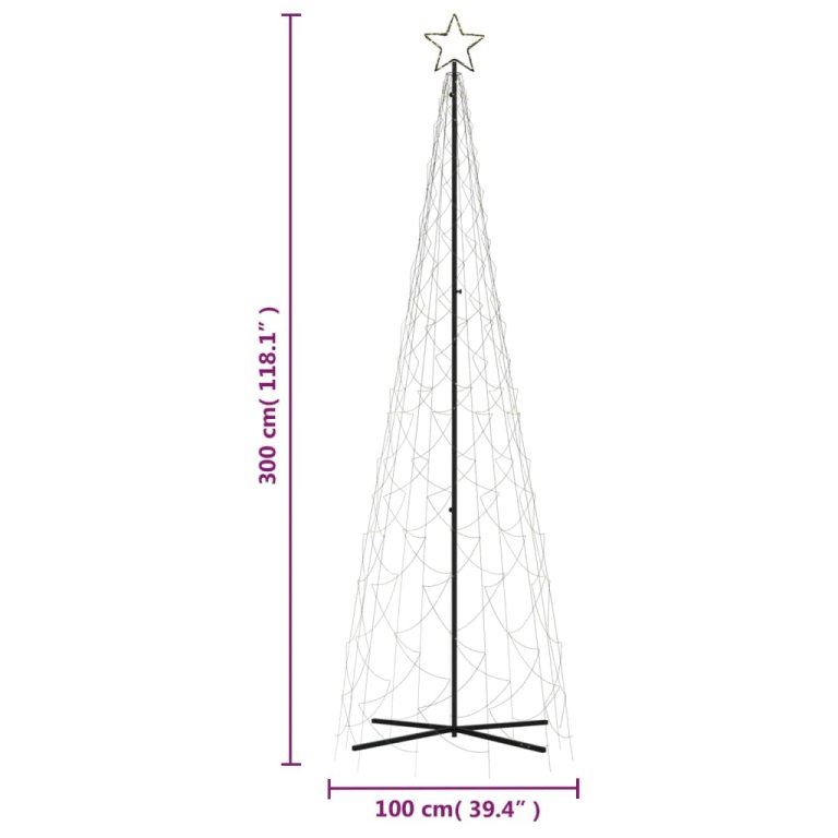 kúp alakú karácsonyfa 500 meleg fehér LED-del 100 x 300 cm