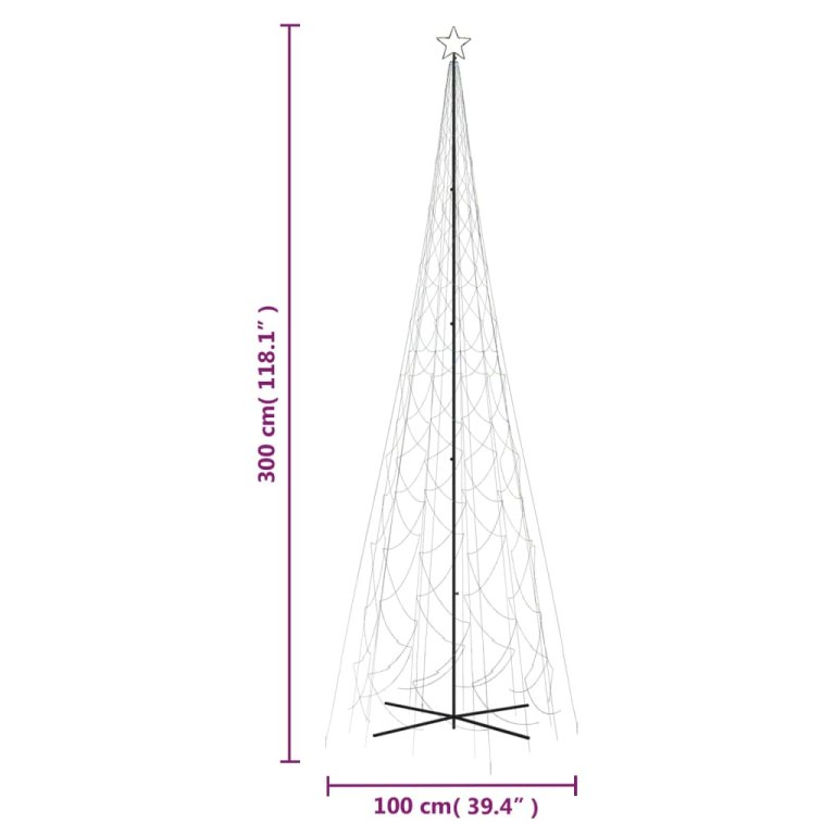 kúp alakú karácsonyfa 3000 színes LED-del 230 x 800 cm