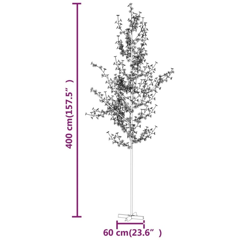 LED-es cseresznyevirágfa 672 meleg fehér LED-del 400 cm