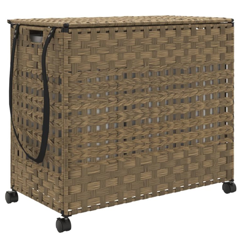 rattan szennyeskosár kerekekkel 66x35x60 cm