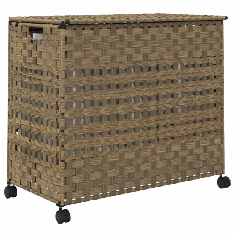 rattan szennyeskosár kerekekkel 66x35x60 cm