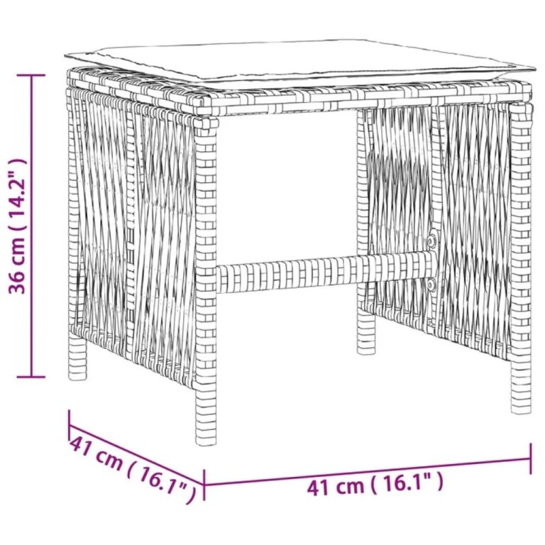 4 db vegyes bézs polyrattan kerti szék párnával 41 x 41 x 36 cm