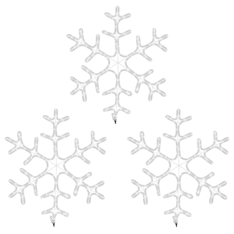 3 db meleg fehér karácsonyi hópehely LED-del 59 x 59 cm