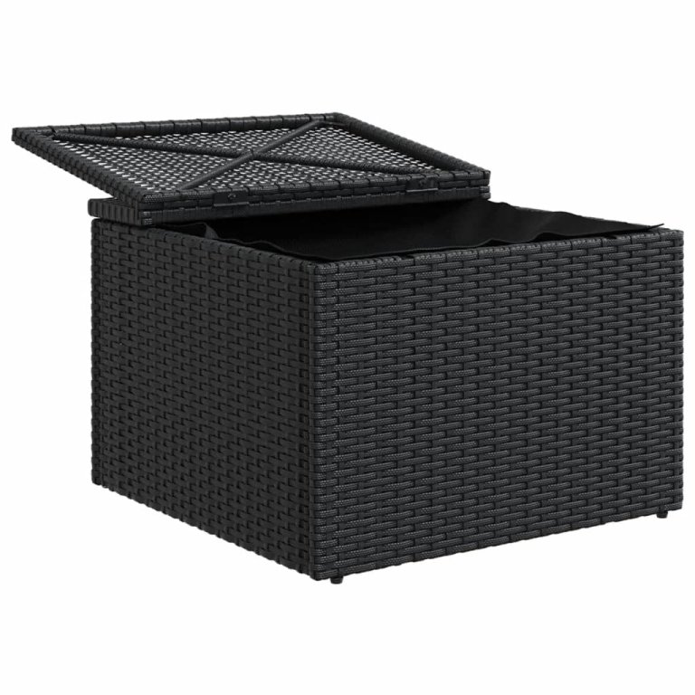 fekete polyrattan kerti szék párnával 55 x 55 x 37 cm