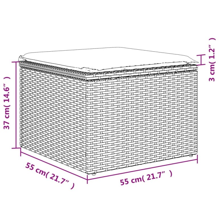 szürke polyrattan kerti szék párnával 55 x 55 x 37 cm