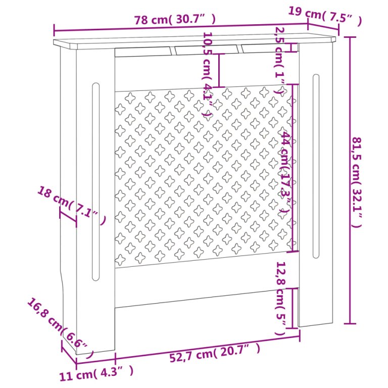 MDF radiátorburkolat 78 cm