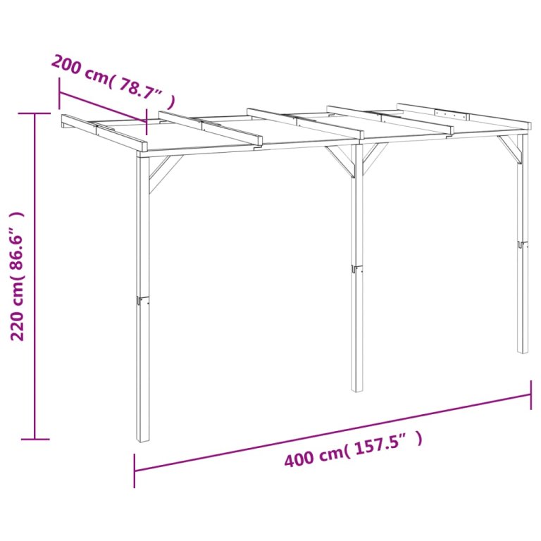 fa fali pergola 2 x 4 x 2,2 m