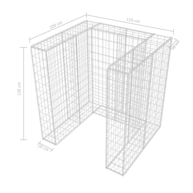 acél gabion 1 db gurulós kukához 110 x 100 x 120 cm