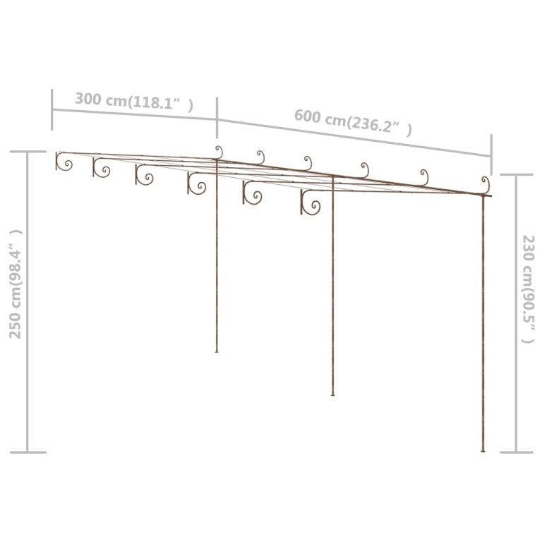 antik barna vas kerti pergola 6 x 3 x 2,5 m